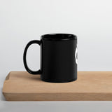 Horned Up Skull Black Glossy Mug