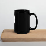 Horned Up Skull Black Glossy Mug